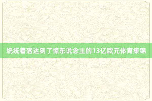 统统着落达到了惊东说念主的13亿欧元体育集锦