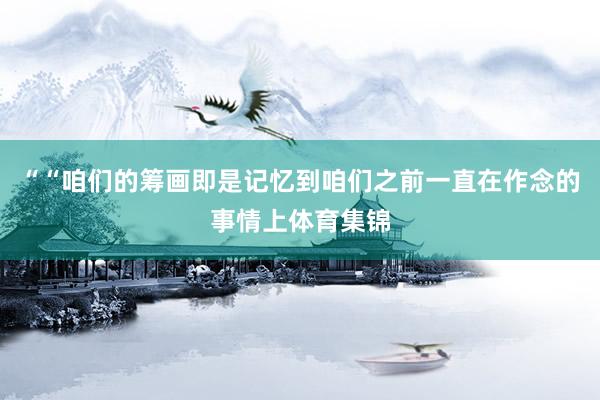““咱们的筹画即是记忆到咱们之前一直在作念的事情上体育集锦