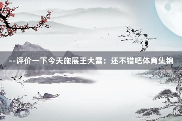 --评价一下今天施展王大雷：还不错吧体育集锦