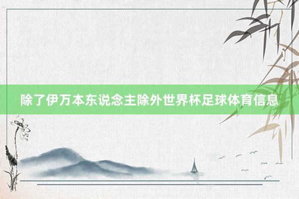 除了伊万本东说念主除外世界杯足球体育信息