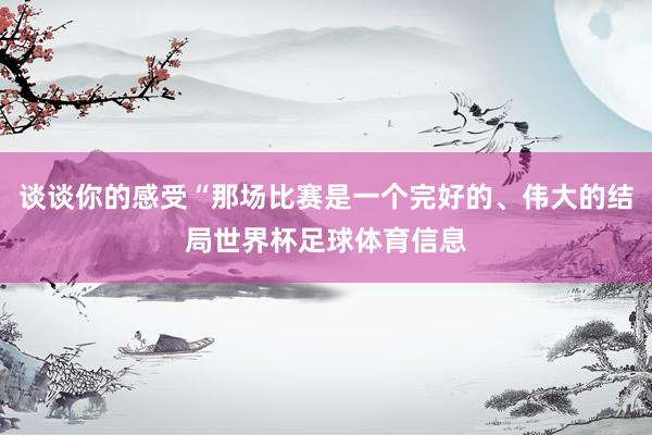 谈谈你的感受“那场比赛是一个完好的、伟大的结局世界杯足球体育信息