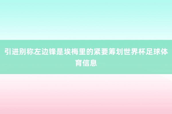 引进别称左边锋是埃梅里的紧要筹划世界杯足球体育信息