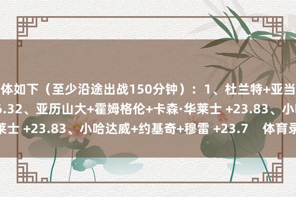 具体如下（至少沿途出战150分钟）：1、杜兰特+亚当斯+小贾巴里·史姑娘 +26.32、亚历山大+霍姆格伦+卡森·华莱士 +23.83、小哈达威+约基奇+穆雷 +23.7    体育录像/图片